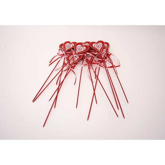 Set 12 inimi pe bat, H 30 cm, B.S.P. / SL1827