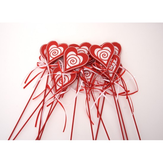 Set 12 inimi pe bat, H 30 cm, B.S.P. / SL1827