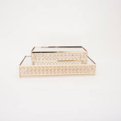 Set 2 tavi cu sticla pentru candy-bar, culoare auriu, B.S.P. / SL1841