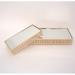 Set 2 tavi cu sticla pentru candy-bar, culoare auriu, B.S.P. / SL1841