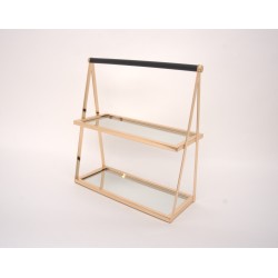 Suport candy-bar, 2 polite cu oglinda, culoare auriu, H 40 cm, B.S.P. / SL1842