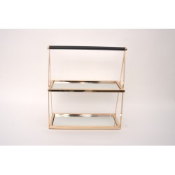 Suport candy-bar, 2 polite cu oglinda, culoare auriu, H 40 cm, B.S.P. / SL1842
