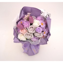 Buchet trandafiri din sapun, culoare lila, H 30 cm, B.S.P. / SL1896-3