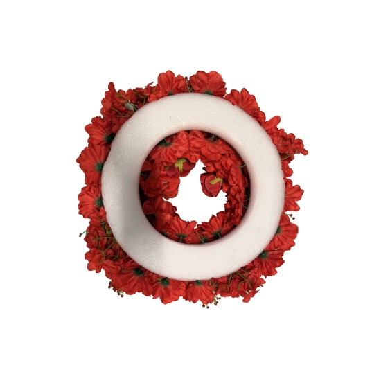 Coroana din flori artificiale, culoare rosu, 60 cm, B.S.P. / SL1905