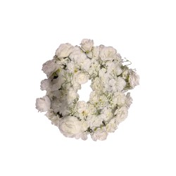Coroana din flori artificiale, culoare alb, 60 cm, B.S.P. / SL1905-1