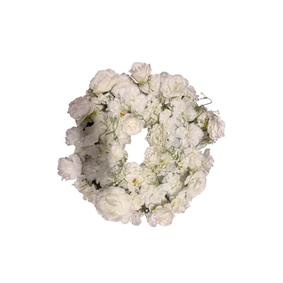 Coroana din flori artificiale, culoare alb, 60 cm, B.S.P. / SL1905-1