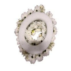 Coroana din flori artificiale, culoare alb, 60 cm, B.S.P. / SL1905-1