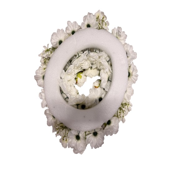 Coroana din flori artificiale, culoare alb, 60 cm, B.S.P. / SL1905-1