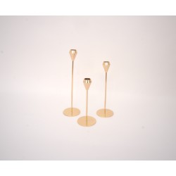 Set 3 suporturi pentru lumanari, culoare auriu, dimensiuni diferite, B.S.P / SL1906