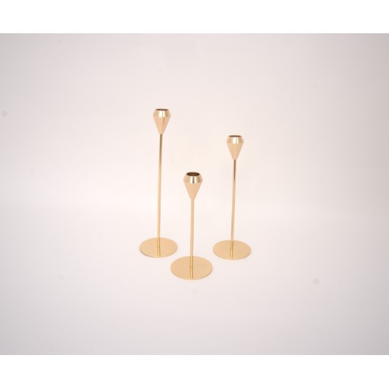 Set 3 suporturi pentru lumanari, culoare auriu, dimensiuni diferite, B.S.P / SL1906