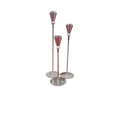 Set 3 suporturi pentru lumanari, culoare argintiu, dimensiuni diferite, B.S.P. SL1907