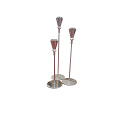 Set 3 suporturi pentru lumanari, culoare argintiu, dimensiuni diferite, B.S.P. SL1907