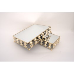 Set 2 tavi cu sticla pentru candy-bar, culoare auriu, B.S.P. / SL1914