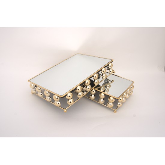 Set 2 tavi cu sticla pentru candy-bar, culoare auriu, B.S.P. / SL1914