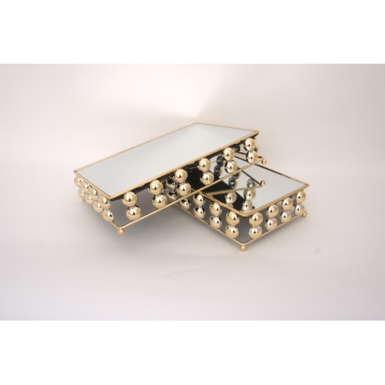 Set 2 tavi cu sticla pentru candy-bar, culoare auriu, B.S.P. / SL1914