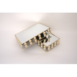 Set 2 tavi cu sticla pentru candy-bar, culoare auriu, B.S.P. / SL1914