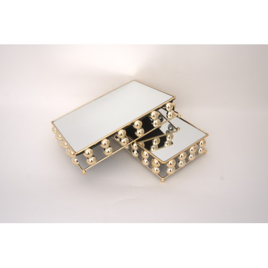 Set 2 tavi cu sticla pentru candy-bar, culoare auriu, B.S.P. / SL1914