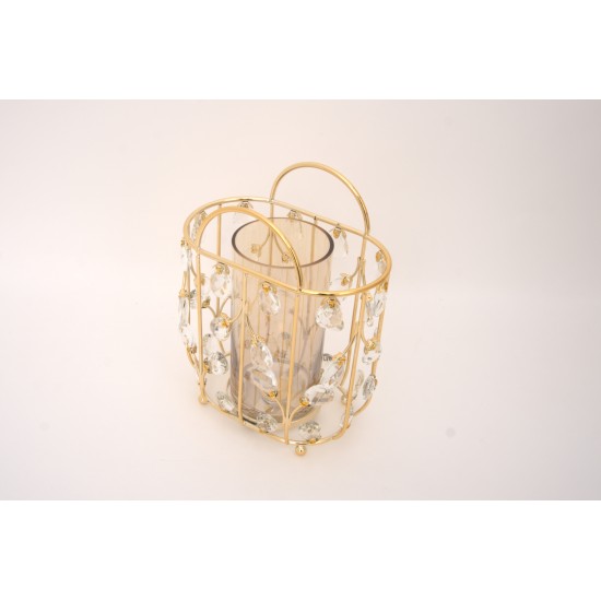 Suport auriu cu cilindru semitransparent, 26x21x13 cm, B.S.P. / SL1915