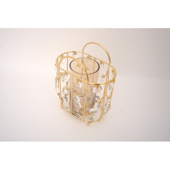 Suport auriu cu cilindru semitransparent, 26x21x13 cm, B.S.P. / SL1915