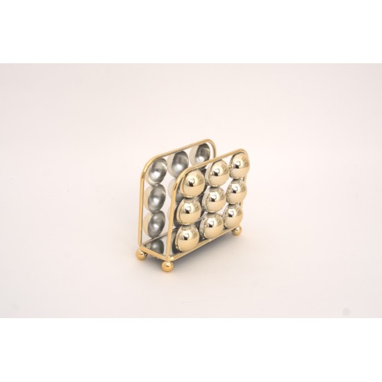 Suport servetele, culoare auriu, 12.5x9.5x4 cm, B.S.P. / SL1928