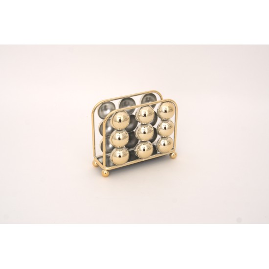 Suport servetele, culoare auriu, 12.5x9.5x4 cm, B.S.P. / SL1928