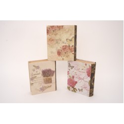 Set 3 cutii carte, imprimeu floral, 17X14X4 cm, B.S.P. / SL941