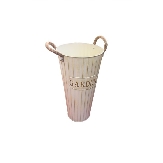 Vaza din metal, culoare crem, H 40 cm, B.S.P. / SL1573