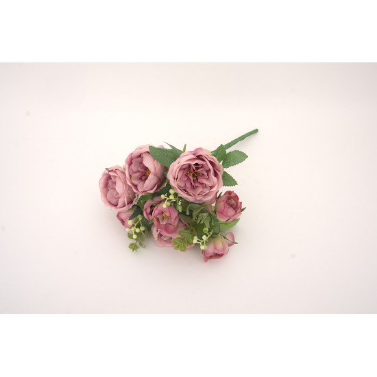 Buchet 10 bujori artificiali, culoare roz inschis, H 35 cm, B.S.P. / AN112-4