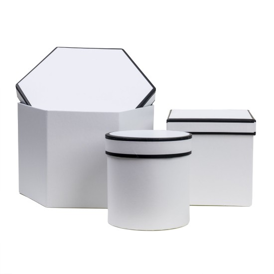 Set 3 cutii cu forme diferite, alb / CD 3322_Alb