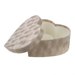 Set 3 cutii in forma de inima din catifea, crem / SL269_Crem