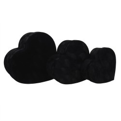 Set 3 cutii in forma de inima din catifea, negru / SL269_Negru
