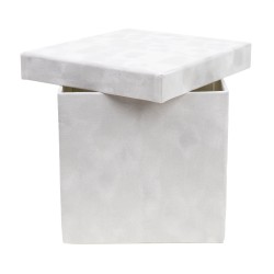 Set 3 cutii cu forma patrata din catifea, alb / SL116_Alb