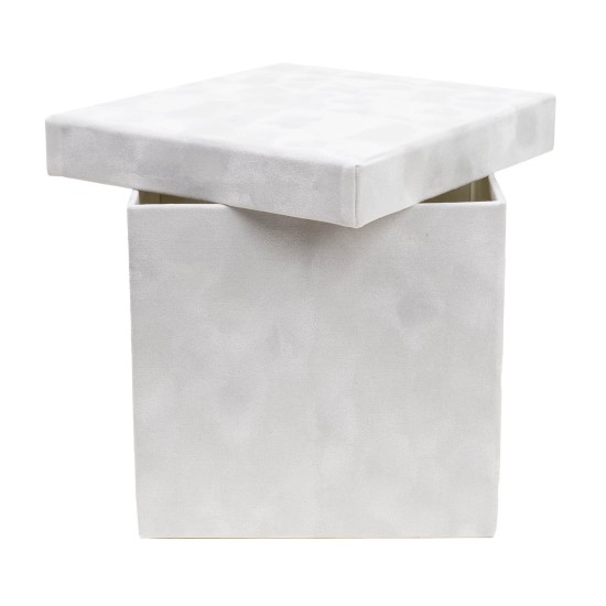 Set 3 cutii cu forma patrata din catifea, alb / SL116_Alb