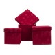 Set 3 cutii cu forma patrata din catifea, rosu / SL116_Rosu