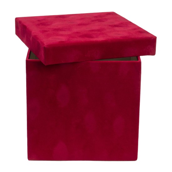 Set 3 cutii cu forma patrata din catifea, rosu / SL116_Rosu