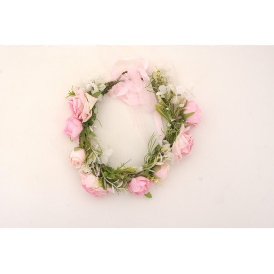 Coronita flori artificiale, culoare roz, B.S.P. / SL1031-2