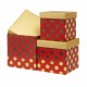 Set 3 cutii cu forma patrata cu buline si snur / CD4956_rosu