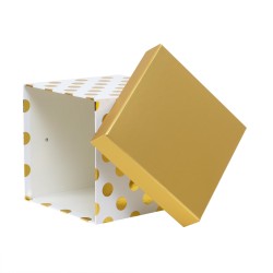 Set 3 cutii cu forma patrata cu buline si snur / CD4956_alb