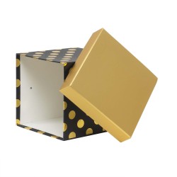 Set 3 cutii cu forma patrata cu buline si snur / CD4956_negru