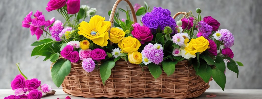 Aranjamente florale în cosuri